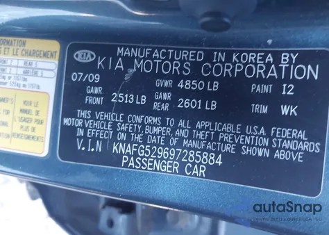 2009 Kia Rondo Lx z USA, uszkodzony, nr VIN KNAFG529697285884